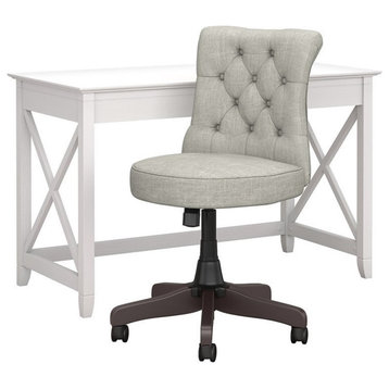 Bush Key West Engineered Wood Writing Desk with Office Chair in White