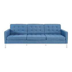 Florence Knoll Style Sofa Tweed Blue - Sofas
