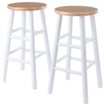 Winsome Huxton 2-Piece 24"H Solid Wood Counter Stool Set in Natural/White