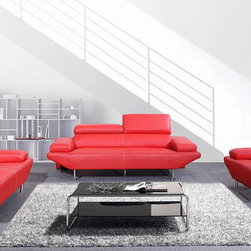 Madrid Modern Sofa Set in Red Leather - $2662.95 - Living Room Furniture Sets