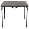 34" Square Bi-Fold Dark Gray Plastic Folding Table With Carrying Handle