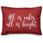 Designs Direct Creative Group - All Is Calm, All Is Bright, Red 14x20 Lumbar Pillow - Decorate for Christmas with this holiday-themed pillow. Digitally printed on demand, this  design displays vibrant colors. The result is a beautiful accent piece that will make you the envy of the neighborhood this winter season.