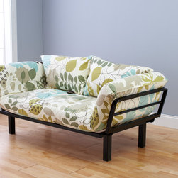 Black Metal Futon with English Garden Mattress in Chair Position - Products