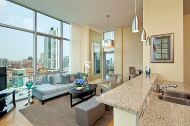 Inspiration for a contemporary family room remodel in Chicago