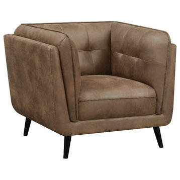 Coaster Thatcher Faux Leather Upholstered Button Tufted Chair Brown