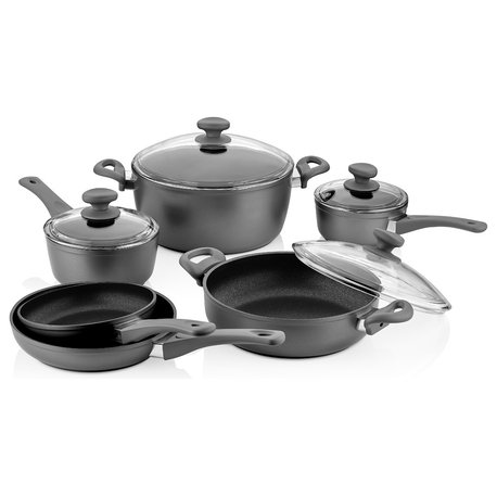 Saflon Titanium Nonstick 10-Piece Cookware Set, 4mm Forged Aluminum, PFOA-Free