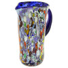 GlassOfVenice Murano Glass Millefiori Art Glass Carafe - Silver Blue