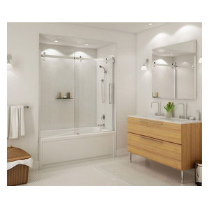 Maax Halo 34 In X 48 In X 79 In Frameless Corner Sliding Shower Enclosure In Chrome 105948 900 084 100 The Home Depot