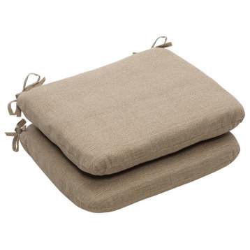 Monti Taupe Rounded Corners Seat Cushion, Set of 2