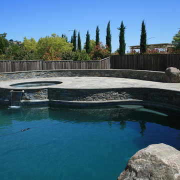 Raised Seat Wall Along Pool
