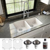 Karran Undermount Quartz 33" 50/50 Double Bowl Kitchen Sink Kit, White