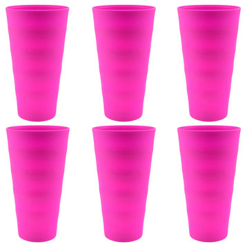 Break-Resistant Plastic Cups 18Oz, Reusable Design, Set of 6, Pink