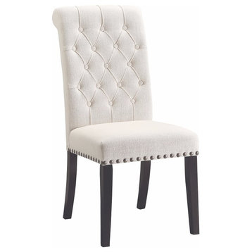 Benzara BM163805 Wooden Dining Side Chair, Cream & Black, Set of 2