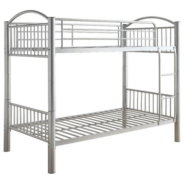 Logan Metal Bunk Bed, Silver, Twin/Twin