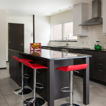 Bloomfield Hills Modern Kitchen, Powder Room and TV Center