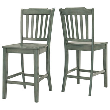 Arbor Hill Slat Back Counter Chair, Set of 2, Antique Sage Green