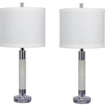 Smooth Column Table Lamp - Clear with Snow Marble