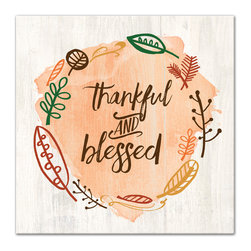 DDCG - Thankful And Blessed Canvas Wall Art, 16"x1.25"x16" - Prints And Posters