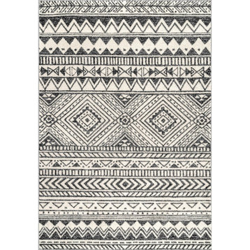 nuLOOM Transitional Tribal Becky Striped Area Rug, Dark Gray, 10'x14'