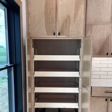 Skinny Shaker Door Kitchen in Birch Pecan Stain