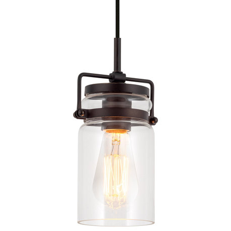 Kira Home Wyer 8" / Farmhouse Pendant Light, Glass Cylinder Shade, Dimmable