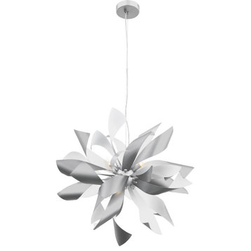 Bloom 9 Light Chandelier, Silver and Matte White