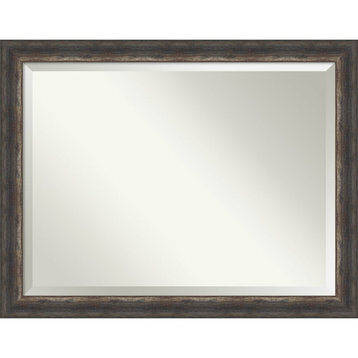 Bark Rustic Char Beveled Bathroom Wall Mirror - 45 x 35 in.
