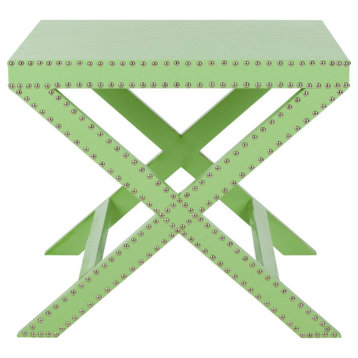 Nina X End Table, Light Green