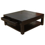 Baxton Studio Prescott Modern Table And Stool Set With Hidden Contemporary Solid Wood Square Espresso Coffee Table