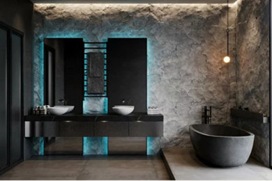 サンクトペテルブルクにある北欧スタイルのおしゃれな浴室の写真