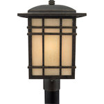 Quoizel Lighting - Hillcrest 1-Light Post Lantern, Imperial Bronze, Linen Glass, 11"x11"x19" - A design made for classic Arts & Crafts style homes, but looks great on contemporary or modern homes as well. The opaque linen glass softens the light, reducing glare and hot spots. Imperial Bronze Finish with Linen Glass