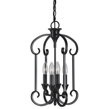 4-Light Foyer Pendant, Black