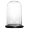 CYS Glass Cloche Dome Bell Jar With Black Wood Base, 15"x8.25"