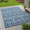 GDF Studio Alfonso Outdoor Geometric  Area Rug, Navy and Ivory, 8'x11'