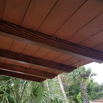 Exposed trusses with T&G stained and cleared