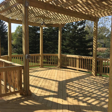 Combined Wood Deck with Belgard Paver Patio and Pergola in Long Grove, IL