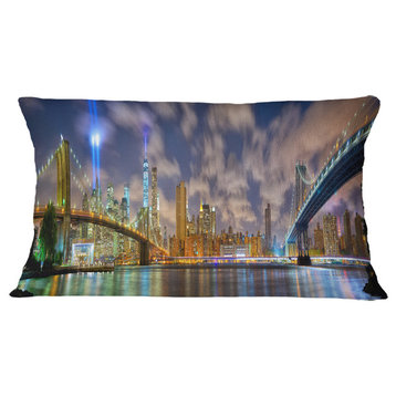 Manhattan in Memory of September 11 Cityscape Throw Pillow, 12"x20"