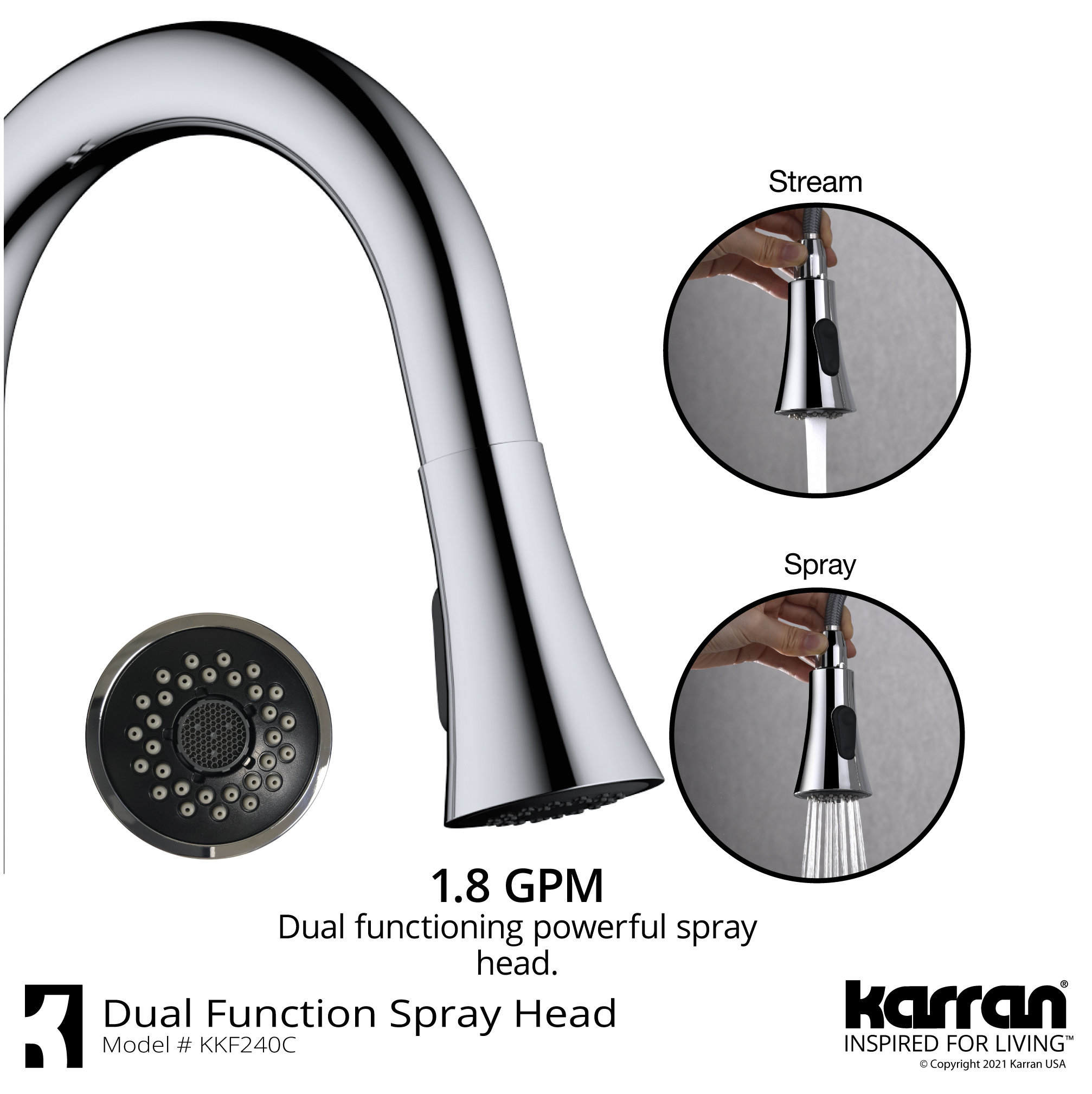 Karran Weybridge Single-Handle Pull-Down Sprayer Kitchen Faucet, Chrome