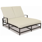 Sunset West Outdoor Furniture - La Jolla Double Chaise With Cushions, Canvas Flax With Self Welt - Sunset West's classic La Jolla Chaise is rendered in high quality, low-maintenance aluminum that will stand the test of time. This lounger features a gently curved X back and seat scaled for comfort, with straight channel legs and subtly curved arms. Adjustable back offers 5 positions for customized lounging for two.