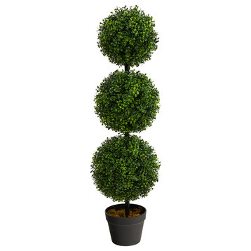 3' Boxwood Triple Ball Topiary Artificial Tree, Indoor/Outdoor