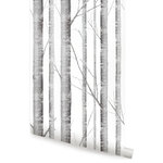Accentuwall - Birch Tree Peel and Stick Vinyl Wallpaper, Gray, 24" X 60" - Reminiscent of a lakefront cabin view of the forest’s edge, our Birch Tree Peel-and-Stick Wallpaper brings the outdoors in. This woodland backdrop is ideal for living rooms, bedrooms, nurseries, or any other space where you’d like a modern and natural design.