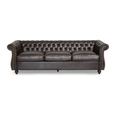 24 Inches Deep Sofas Houzz Gdf Studio Vita Chesterfield Tufted Faux Leather Sofa With Scroll Arms Brown