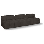 Meridian Furniture - Ames Boucle Fabric Modular Sofa, Brown, 3-Piece: 3 Armless Chair - Introduce a touch of modern sophistication to your living area with the exquisite Ames Boucle Fabric Sofa. With plush brown boucle fabric and unique design, it will elevate the visual appeal of your living space. This elegant and captivating sofa can be mixed and matched with other pieces from the collection to create an endless array of stunning looks. So, get ready to transform your living area into an inviting and stylish haven with the Ames Boucle Fabric Sofa.
