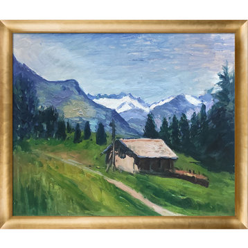 La Pastiche Savory Alps with Gold Luminoso Frame, 23" x 27"