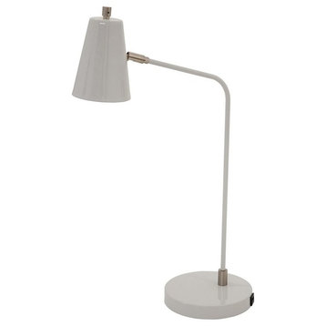 Kirby Led Task Lamp, Gray With Satin Nickel Accents and USB Port