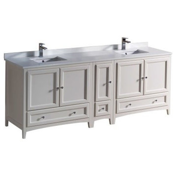 Fresca Oxford Traditional Double Sink Bathroom Cabinet, Antique White, 84"