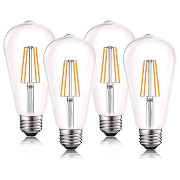 LED Edison Bulb ST19 ST58 Warm White Dimmable 5W E26 4-Pack