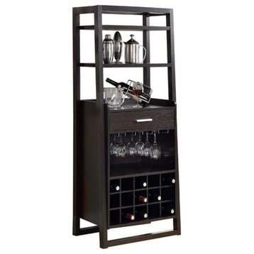 Home Bar Wine Rack Storage Cabinet Laminate Brown Contemporary Modern
