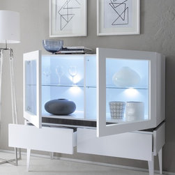 Italian Glass Buffet Rex by LC Mobili, 2 Doors & 2 Drawers - $1,499.00 - Buffets And Sideboards