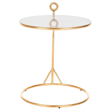 Mirah Round C Table, Gray/Gold